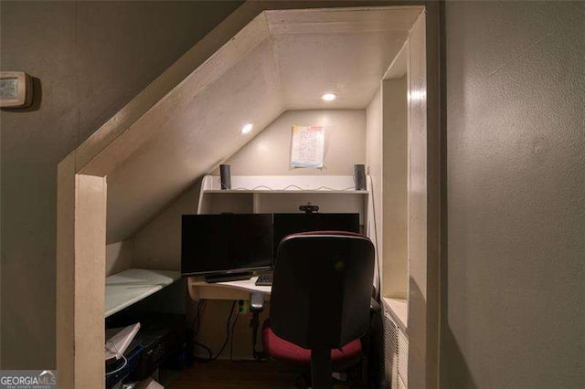 34 Sassafras Grv, Dawsonville, GA 30534 - office featuring lofted ceiling and wood finished floors