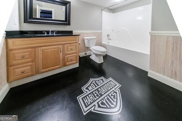 7 Hogan Ln NW, Rome, GA 30165 - bathroom with wainscoting, vanity, and  shower combination