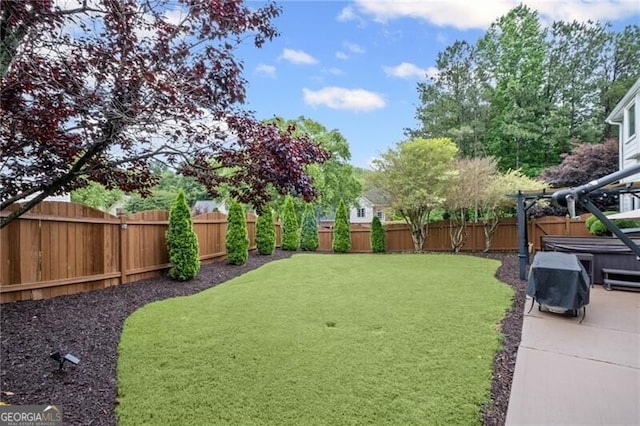 10735 Pinewalk Forest Cir, Alpharetta, GA 30022 - view of yard with a patio area and a covered hot tub