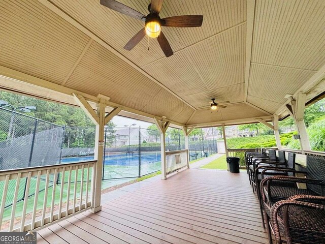 4916 Gathering Pl, Suwanee, GA 30024 - wooden terrace with a ceiling fan