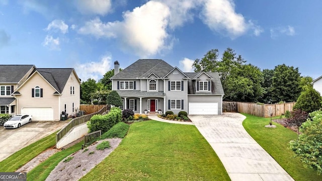 224 Mountain View Dr, Woodstock, GA 30188 - traditional home with a garage, concrete driveway, and a chimney