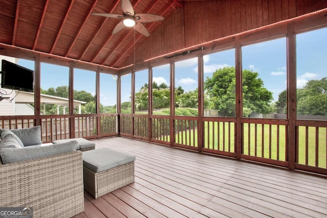 224 Mountain View Dr, Woodstock, GA 30188 - sunroom featuring ceiling fan, outdoor lounge area, and plenty of natural light