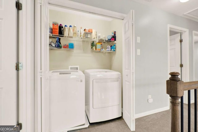 224 Mountain View Dr, Woodstock, GA 30188 - washroom with washing machine and dryer, carpet, and baseboards