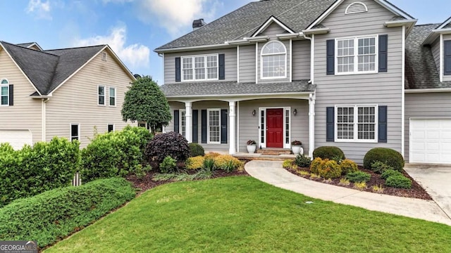 224 Mountain View Dr, Woodstock, GA 30188 - traditional home featuring a front lawn, roof with shingles, a garage, and concrete driveway