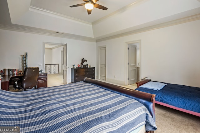 816 Blackfoot Trl, Suwanee, GA 30024 - carpeted bedroom featuring a raised ceiling and ornamental molding