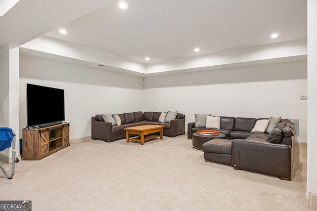 816 Blackfoot Trl, Suwanee, GA 30024 - living room with carpet flooring, recessed lighting, baseboards, and a raised ceiling