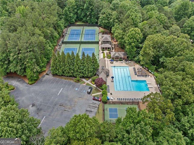 4402 Windsor Oaks Chase, Marietta, GA 30066 - aerial view of property and surrounding area featuring a pool area
