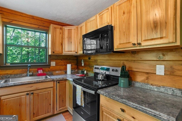 488 S Lemmon Ln Unit 289, Ellijay, GA 30540 - kitchen with black microwave, stainless steel range with electric stovetop, and dark countertops