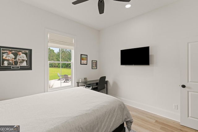 31 Bitter End Ct, Waverly, GA 31565 - bedroom with light wood-style floors, baseboards, ceiling fan, and recessed lighting