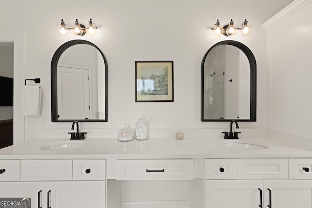 31 Bitter End Ct, Waverly, GA 31565 - bathroom featuring double vanity and tiled shower