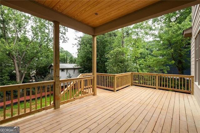 1115 Ralph Rd NE, Atlanta, GA 30324 - wooden deck with view of wooded area