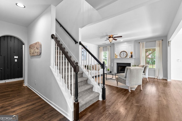 3 Stonebridge Way, Newnan, GA 30265 - foyer with healthy amount of natural light, a fireplace, baseboards, stairway, and recessed lighting