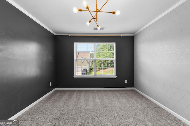 3 Stonebridge Way, Newnan, GA 30265 - carpeted spare room featuring ornamental molding, a chandelier, and baseboards