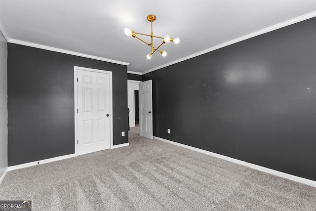 3 Stonebridge Way, Newnan, GA 30265 - carpeted spare room featuring crown molding, a chandelier, and baseboards