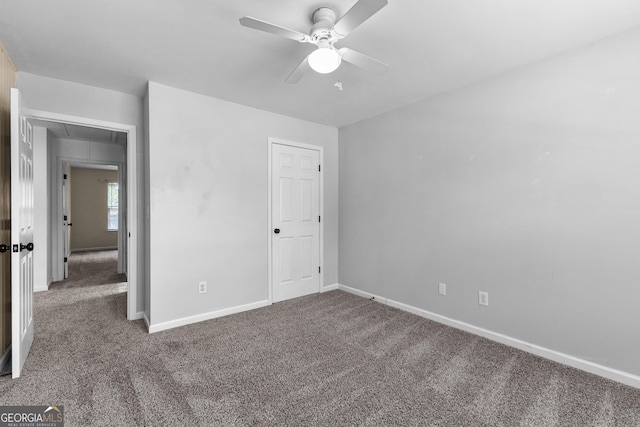3 Stonebridge Way, Newnan, GA 30265 - unfurnished bedroom featuring attic access, carpet floors, baseboards, and a ceiling fan