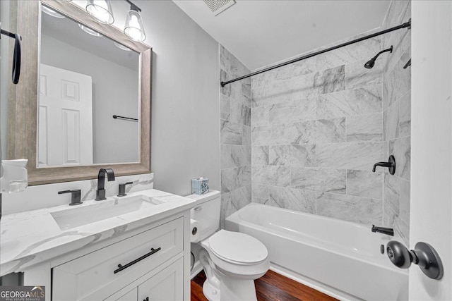 413 Panorama Pl, Macon, GA 31220 - bathroom with vanity, shower / tub combination, and wood finished floors