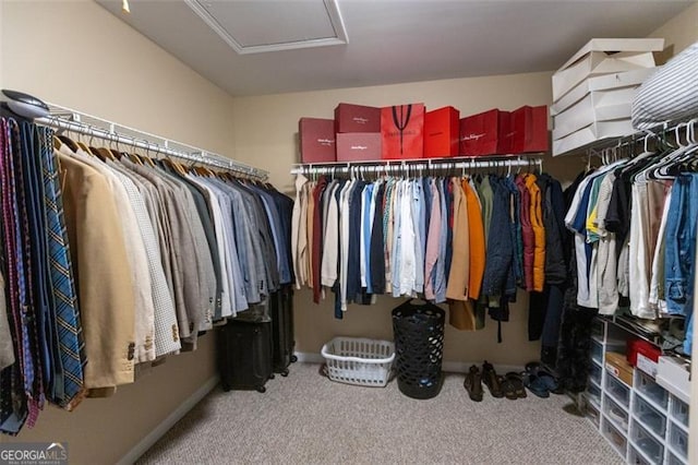 6089 Indian Wood, Mableton, GA 30126 - walk in closet featuring carpet floors and attic access