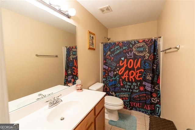 6089 Indian Wood, Mableton, GA 30126 - full bathroom with vanity, toilet, tile patterned floors, and a shower with curtain