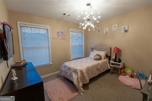 6089 Indian Wood, Mableton, GA 30126 - bedroom with a chandelier, carpet, and baseboards