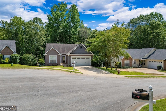 1133 Stone Brook Ln, Bremen, GA 30110 - ranch-style house featuring driveway, a garage, and a front lawn