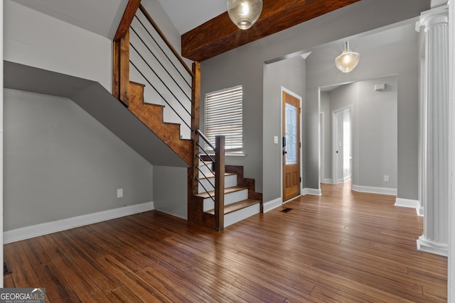 1133 Stone Brook Ln, Bremen, GA 30110 - foyer entrance with hardwood / wood-style flooring, stairway, and baseboards