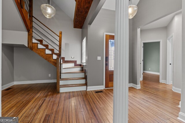 1133 Stone Brook Ln, Bremen, GA 30110 - stairway with wood finished floors and baseboards