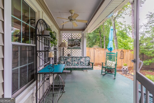 1115 Hunters Creek Ct, Lawrenceville, GA 30043 - view of patio / terrace with ceiling fan