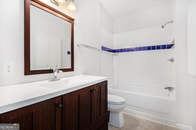 2330 Springmonte Pl, Cumming, GA 30041 - full bathroom with vanity, toilet, shower / tub combination, and tile patterned flooring