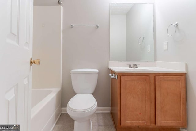 541 Shadow Valley Ct, Lithonia, GA 30058 - full bathroom with vanity, toilet, tile patterned flooring, baseboards, and shower / washtub combination