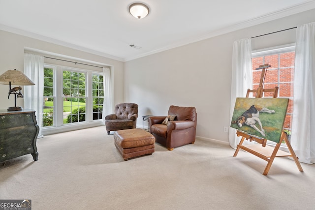 514 Augusta Dr, Canton, GA 30115 - living area with crown molding, carpet flooring, and baseboards