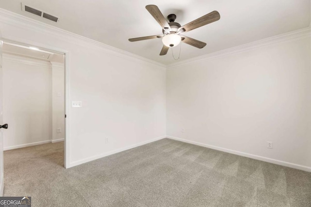 5860 Fairway View Dr, Suwanee, GA 30024 - empty room with carpet, a ceiling fan, crown molding, and attic access