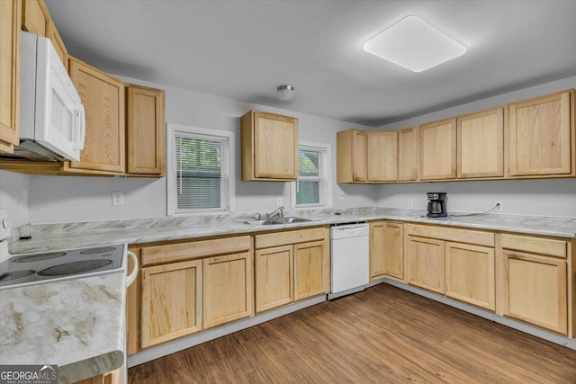 342 Chevis Rd, Savannah, GA 31419 - kitchen featuring white appliances and light brown cabinetry