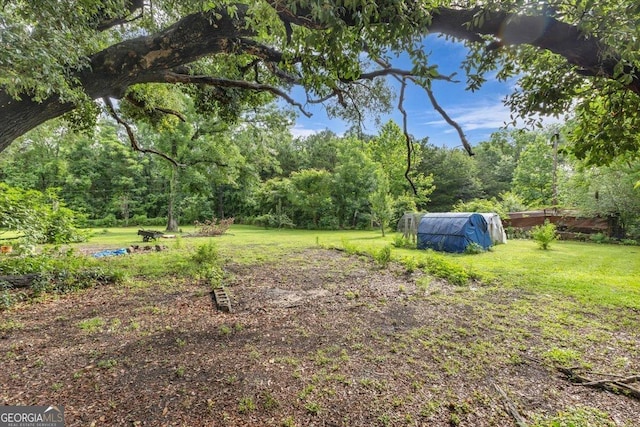 342 Chevis Rd, Savannah, GA 31419 - view of green lawn with an outbuilding and a view of trees