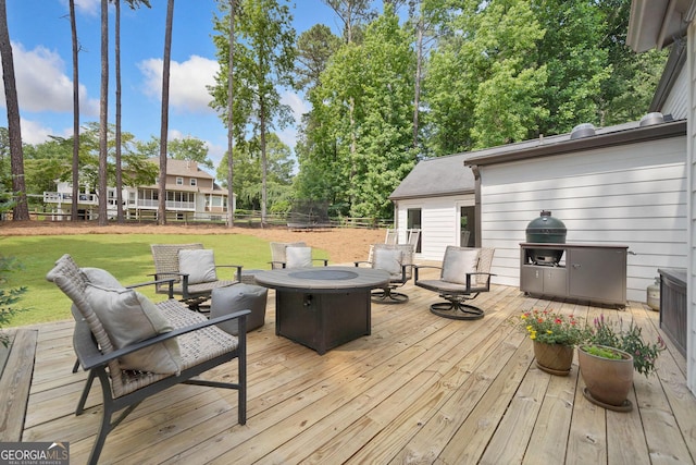 2885 Laurel Green Ct, Roswell, GA 30076 - deck with an outdoor fire pit and grilling area
