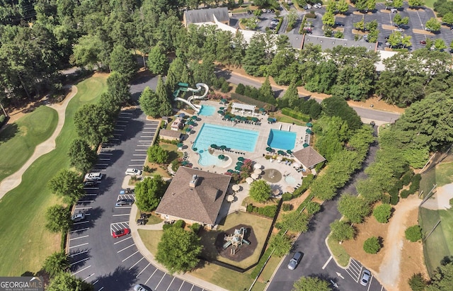 2885 Laurel Green Ct, Roswell, GA 30076 - aerial overview of property's location with a pool area and a local golf course