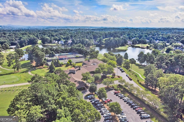 2885 Laurel Green Ct, Roswell, GA 30076 - aerial view of property's location featuring a large body of water, a golf club, and a heavily wooded area