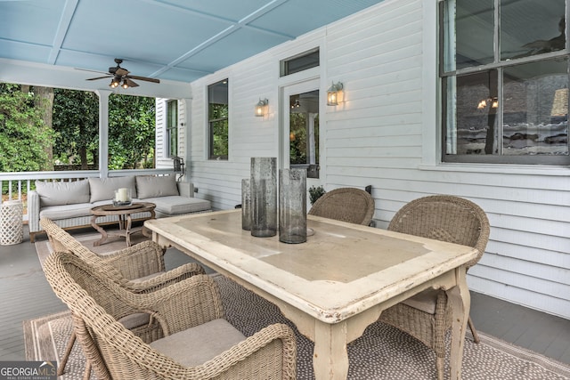 766 E Ave, Madison, GA 30650 - view of patio / terrace with a ceiling fan, outdoor lounge area, and outdoor dining area
