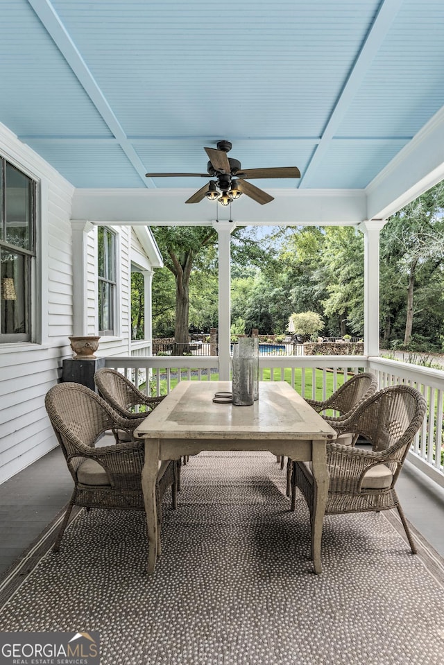 766 E Ave, Madison, GA 30650 - view of patio with a ceiling fan and outdoor dining space