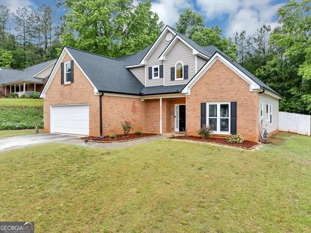 3190 Water Brook Dr SW, Conyers, GA 30094 - traditional-style home featuring brick siding, a garage, driveway, and a shingled roof