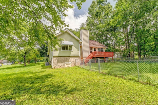 200 Wildwood, Calhoun, GA 30701 - rear view of property featuring a wooden deck, a chimney, and cooling unit