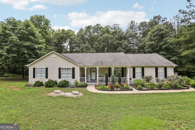 105 Laney Ct, Mcdonough, GA 30252 - ranch-style home featuring a porch and a front lawn