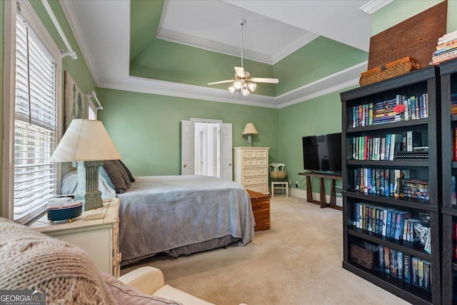 40 Costleys Bridge Dr, Oxford, GA 30054 - carpeted bedroom featuring ornamental molding, a raised ceiling, and baseboards