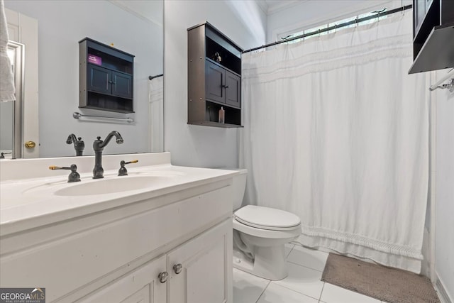 40 Costleys Bridge Dr, Oxford, GA 30054 - bathroom featuring vanity, toilet, curtained shower, and tile patterned flooring