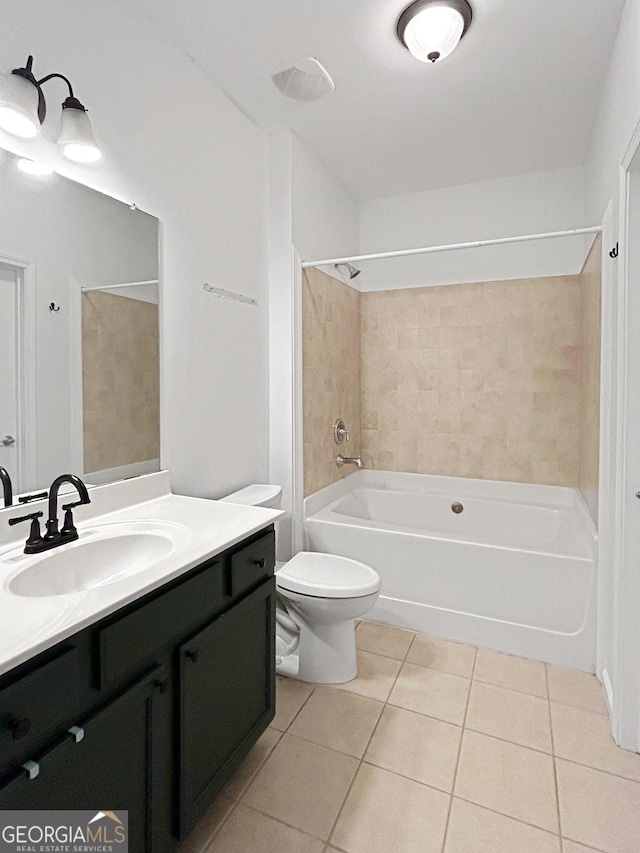 3040 Peachtree Rd Unit 1501, Atlanta, GA 30305 - bathroom featuring tile patterned floors, vanity, bathing tub / shower combination, and toilet