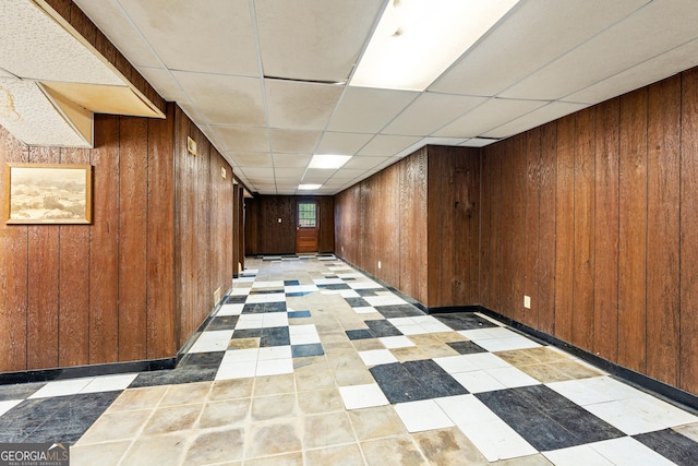 900 Fleetwood Cir SW, Atlanta, GA 30311 - basement featuring wood walls and a paneled ceiling