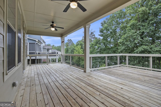 7139 Lake Edge Dr, Flowery Branch, GA 30542 - wooden deck with a ceiling fan