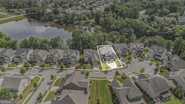 7139 Lake Edge Dr, Flowery Branch, GA 30542 - aerial view of property and surrounding area with nearby suburban area and property boundaries highlighted