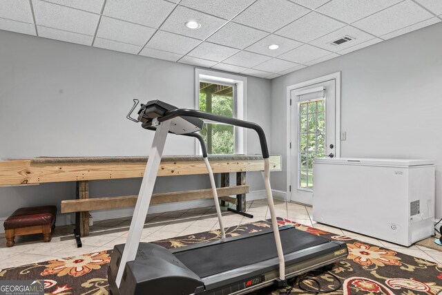 25 Highlands Way, Oxford, GA 30054 - workout room with tile patterned flooring, recessed lighting, and a paneled ceiling