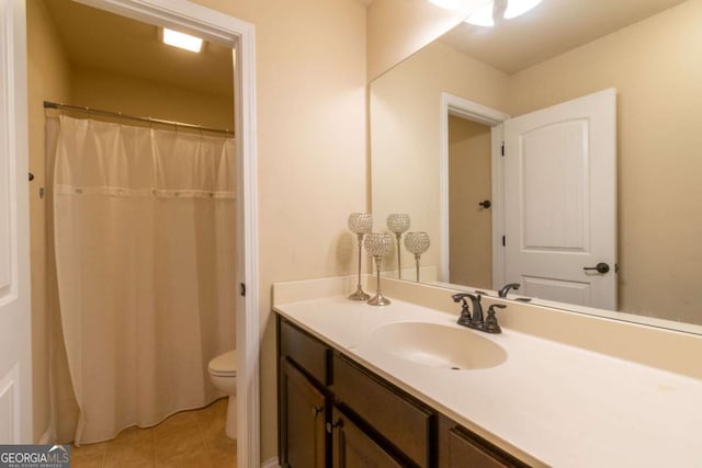 12275 Styron Dr, Hampton, GA 30228 - full bathroom with vanity, tile patterned floors, and a shower with shower curtain