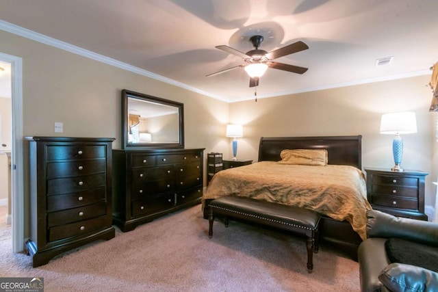12275 Styron Dr, Hampton, GA 30228 - carpeted bedroom featuring crown molding and ceiling fan